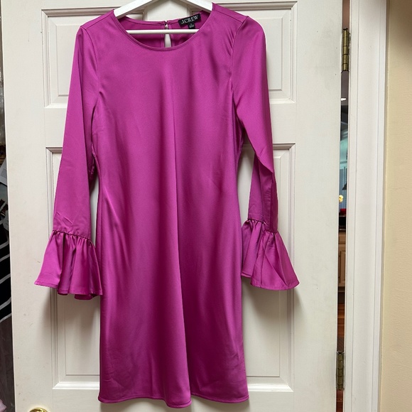 J Crew Pink Dress with Ruffle Long Bell Sleeve - Picture 4 of 5